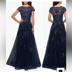 La Femme maxi navy bridesmaid dress size 6